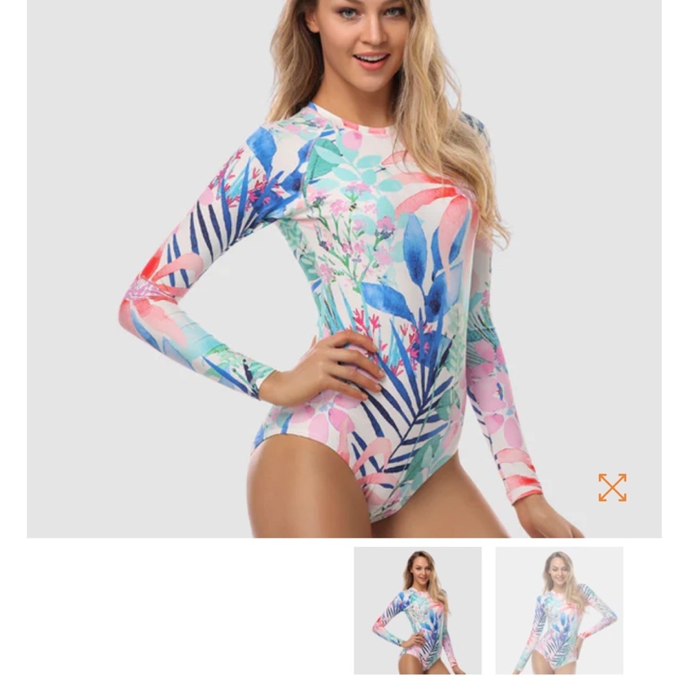 Axesea Floral Long Sleeve Swimsuit / Size 4